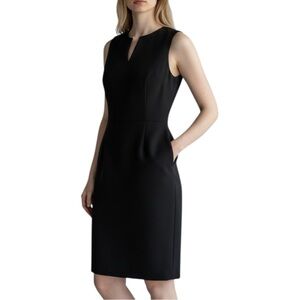 J. McLaughlin Black Zip Front Dress Sleeveless Pockets Tailored Work Classic 6